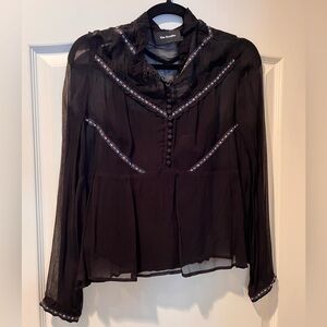 The Kooples Blouse with floral trimming, size XS